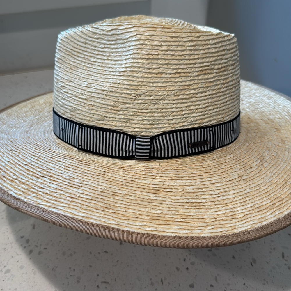 Brixton Natural Jo Rancher Straw Hat with Black white Band - Picture 3 of 7